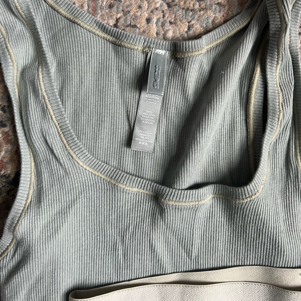 SKIMS Sage Ribbed Tank and Boxer Short Set - Picture 3 of 9